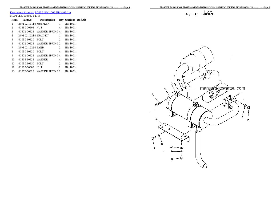 PC05-1 S/N 1001-UP Partsbook