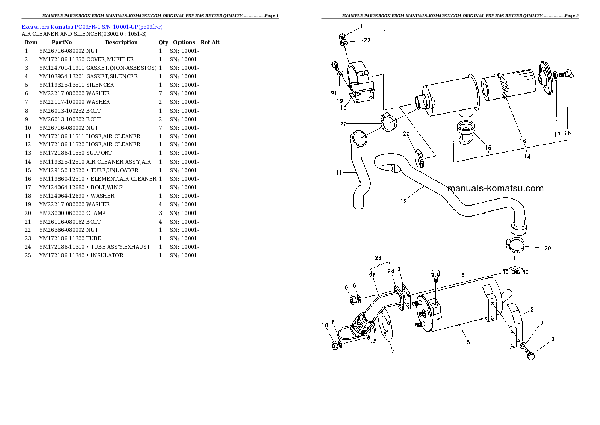 PC09FR-1 S/N 10001-UP Partsbook