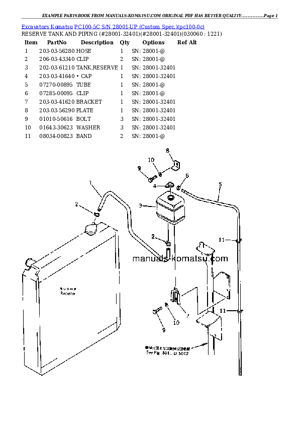 PC100-5C S/N 28001-UP (Custom Spec.) Partsbook