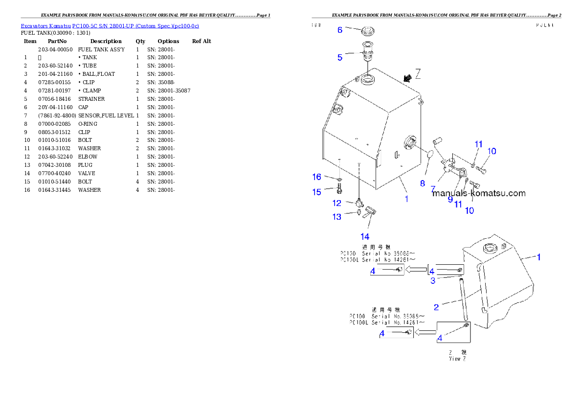 Protected: PC100-5C S/N 28001-UP (Custom Spec.) Partsbook