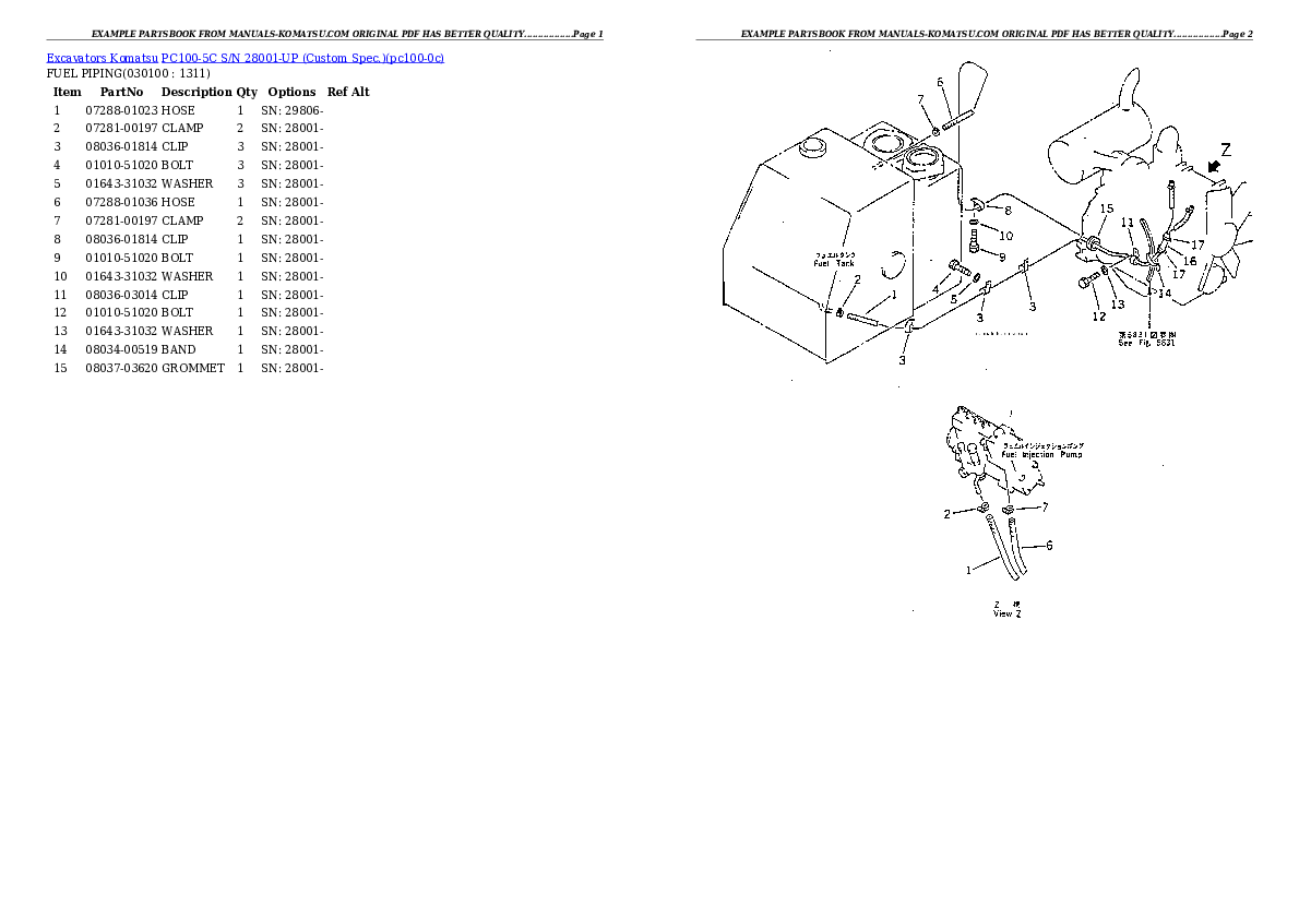 Protected: PC100-5C S/N 28001-UP (Custom Spec.) Partsbook