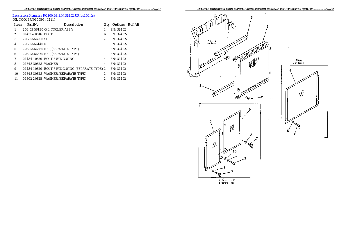 Protected: PC100-5S S/N 32402-UP Partsbook