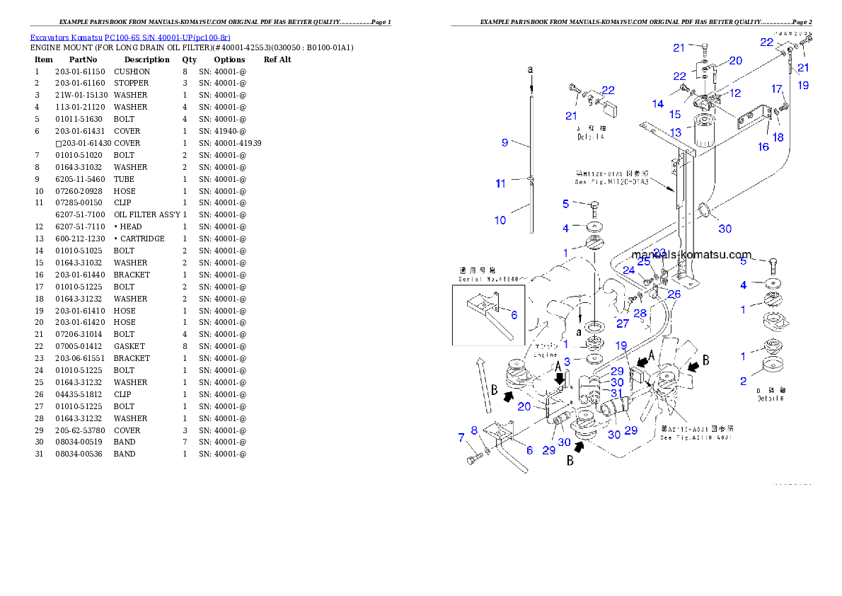 Protected: PC100-6S S/N 40001-UP Partsbook