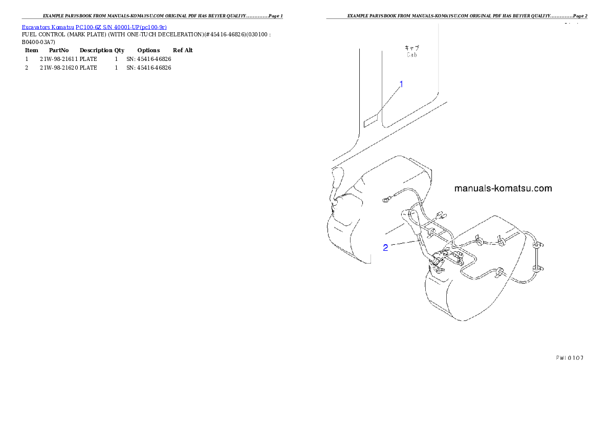 Protected: PC100-6Z S/N 40001-UP Partsbook