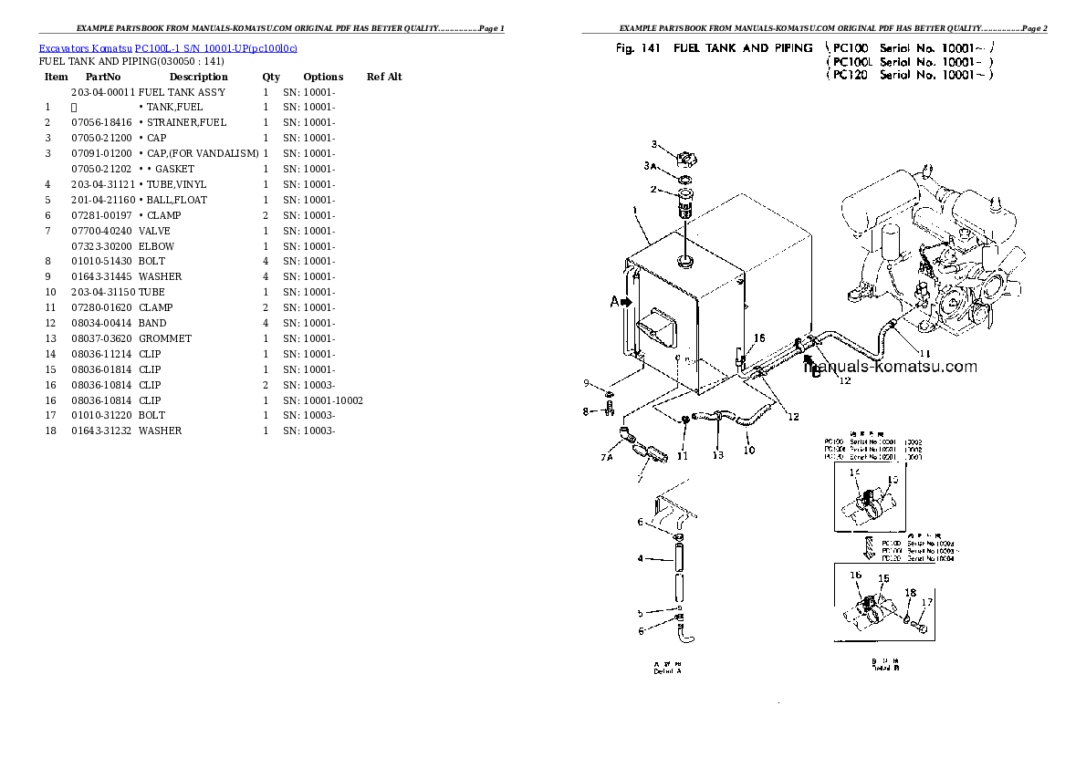 Protected: PC100L-1 S/N 10001-UP Partsbook