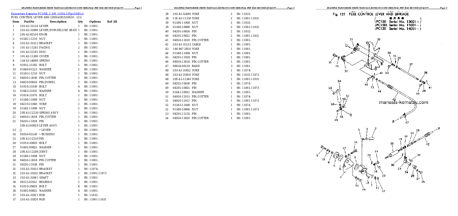 PC100L-2 S/N 11001-UP Partsbook