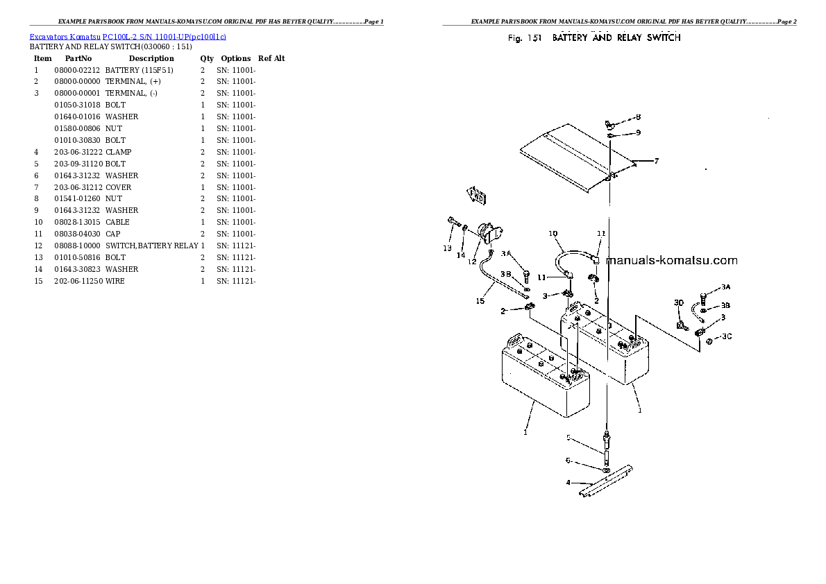 Protected: PC100L-2 S/N 11001-UP Partsbook