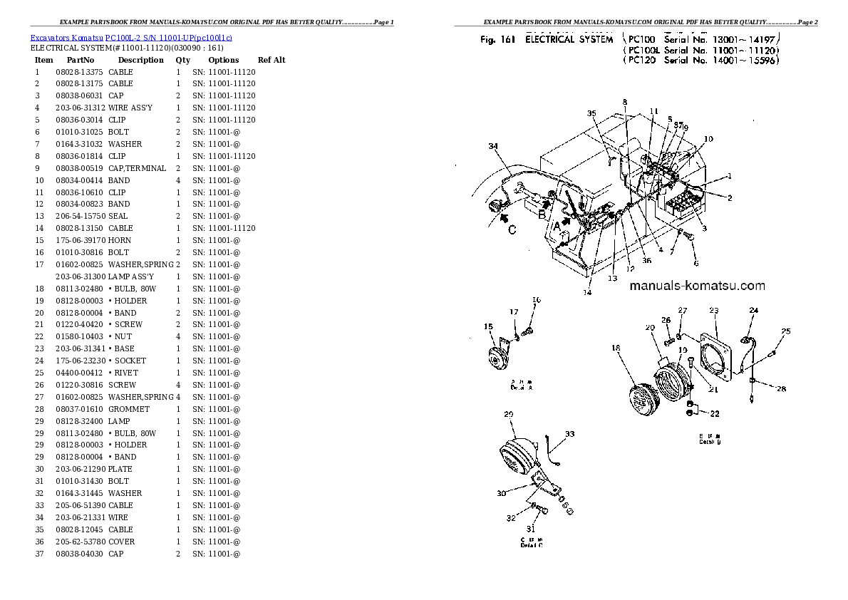 Protected: PC100L-2 S/N 11001-UP Partsbook