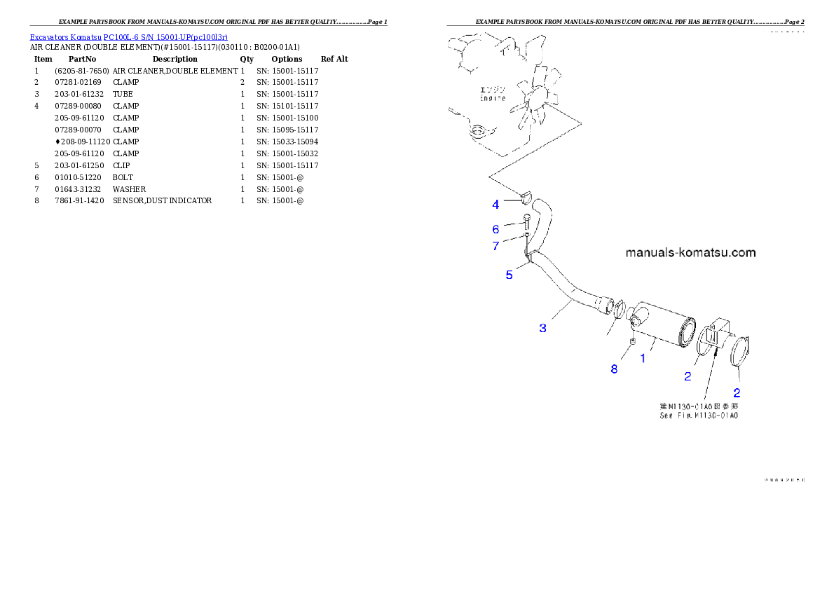 Protected: PC100L-6 S/N 15001-UP Partsbook