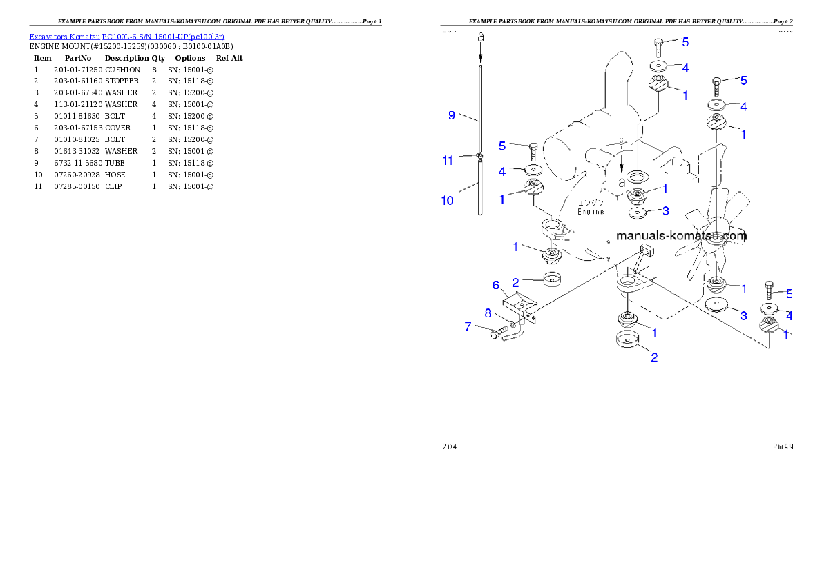 Protected: PC100L-6 S/N 15001-UP Partsbook