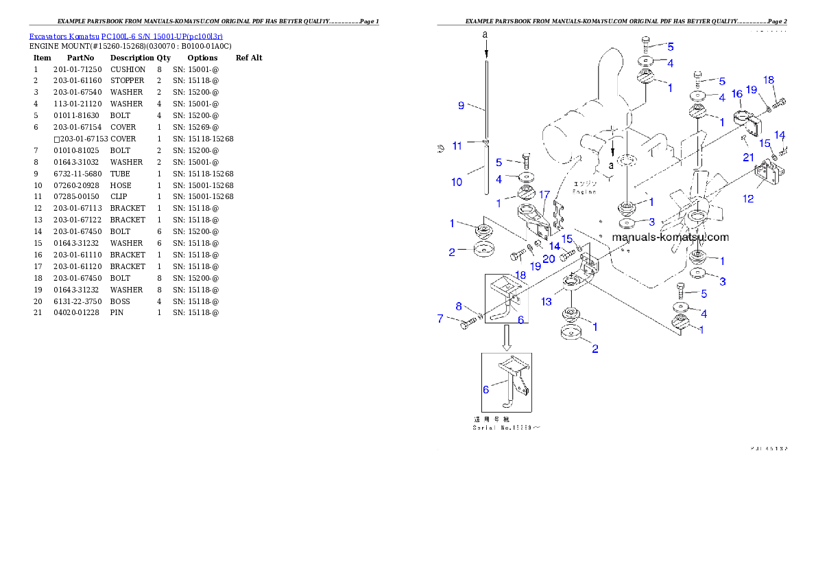 Protected: PC100L-6 S/N 15001-UP Partsbook