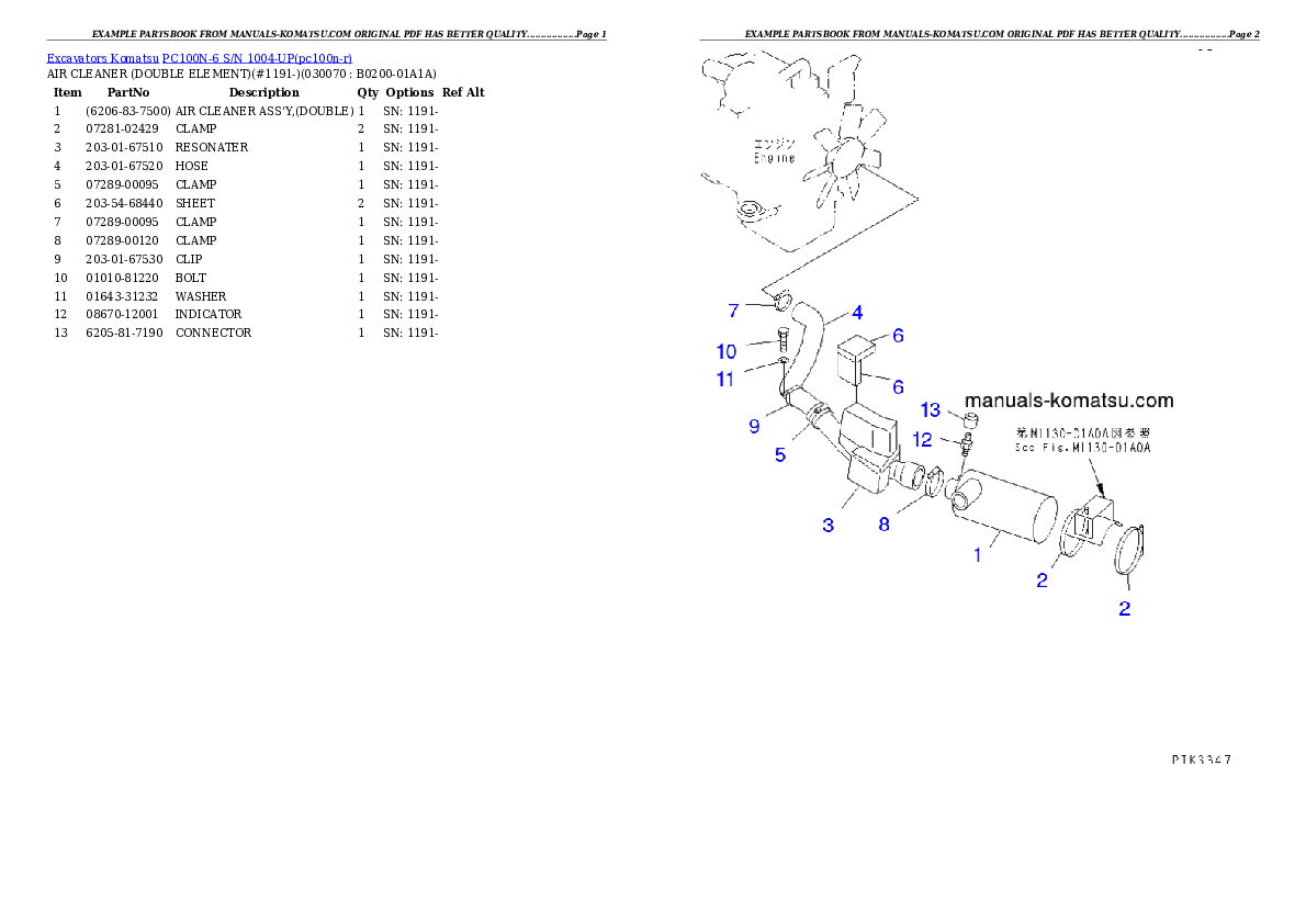 Protected: PC100N-6 S/N 1004-UP Partsbook