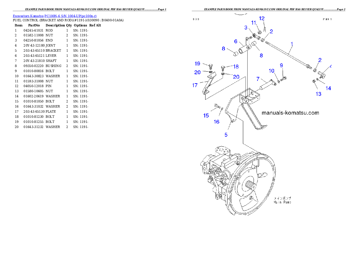Protected: PC100N-6 S/N 1004-UP Partsbook