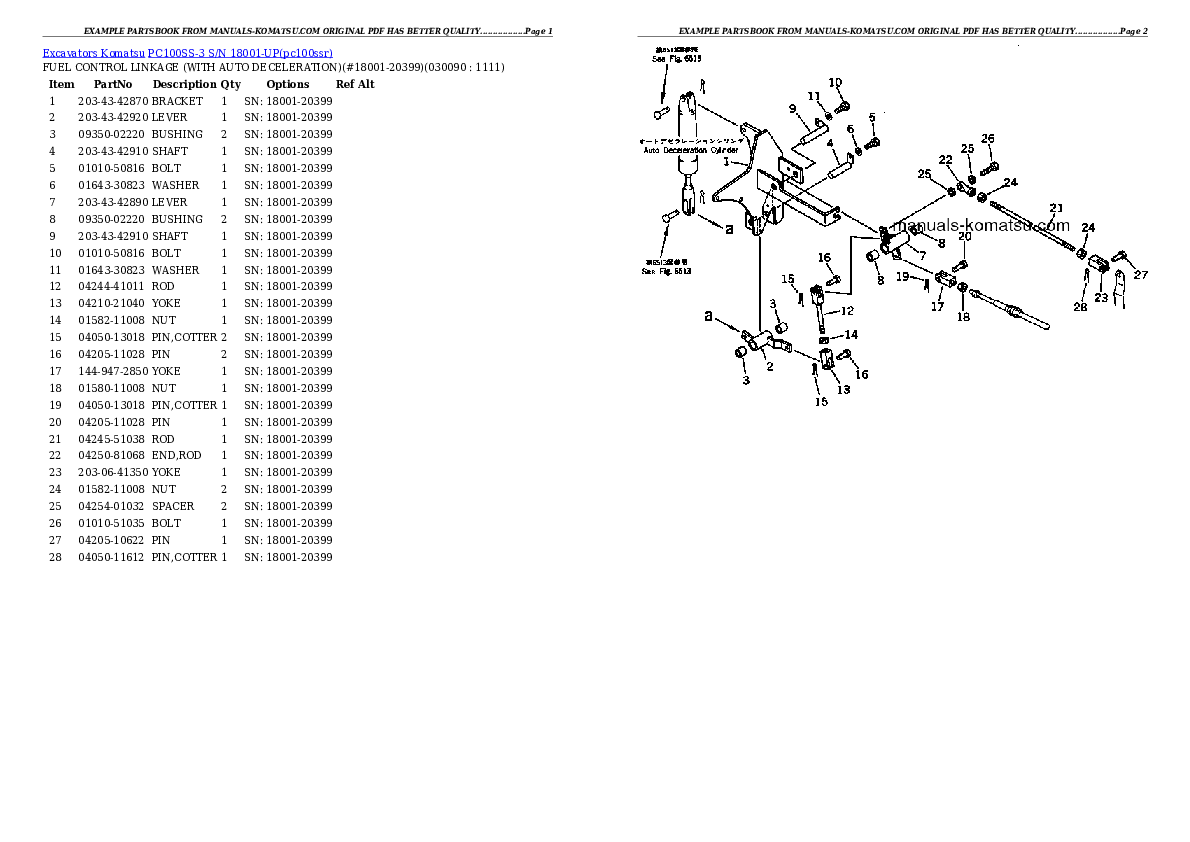 Protected: PC100SS-3 S/N 18001-UP Partsbook