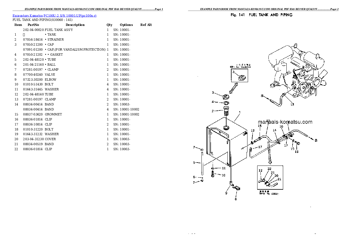 Protected: PC100U-2 S/N 10001-UP Partsbook