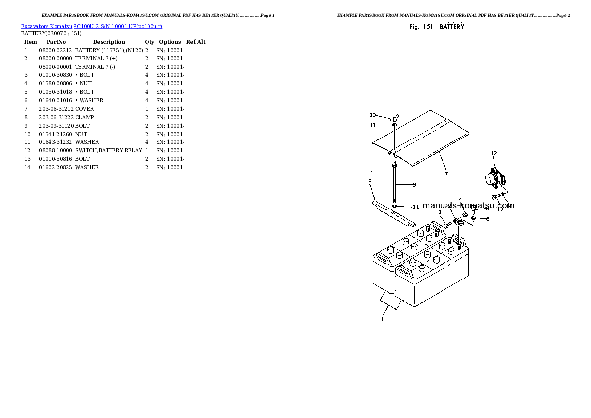Protected: PC100U-2 S/N 10001-UP Partsbook