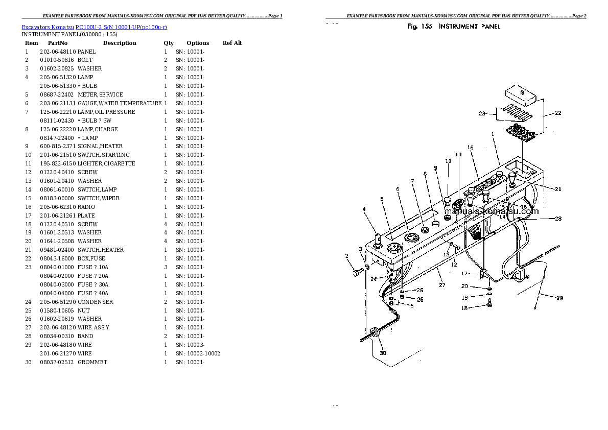 Protected: PC100U-2 S/N 10001-UP Partsbook