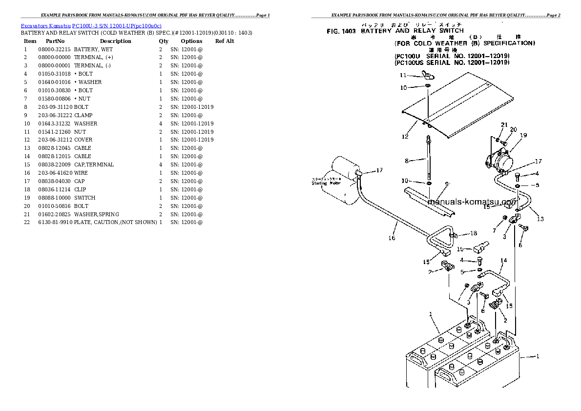 Protected: PC100U-3 S/N 12001-UP Partsbook