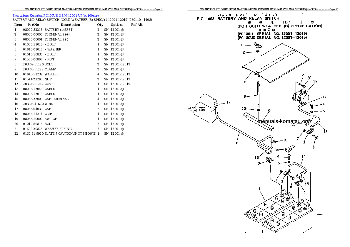 Protected: PC100US-3 S/N 12001-UP Partsbook