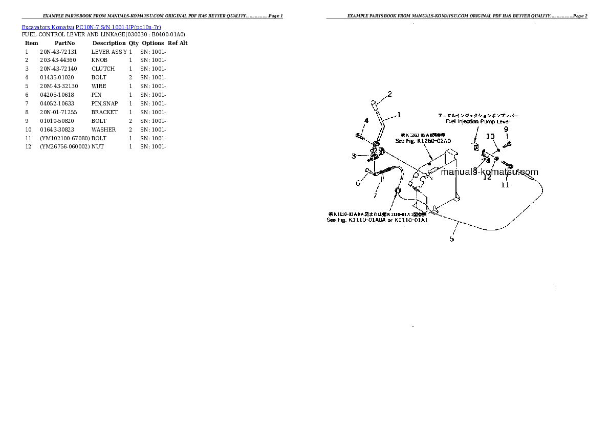 PC10N-7 S/N 1001-UP Partsbook