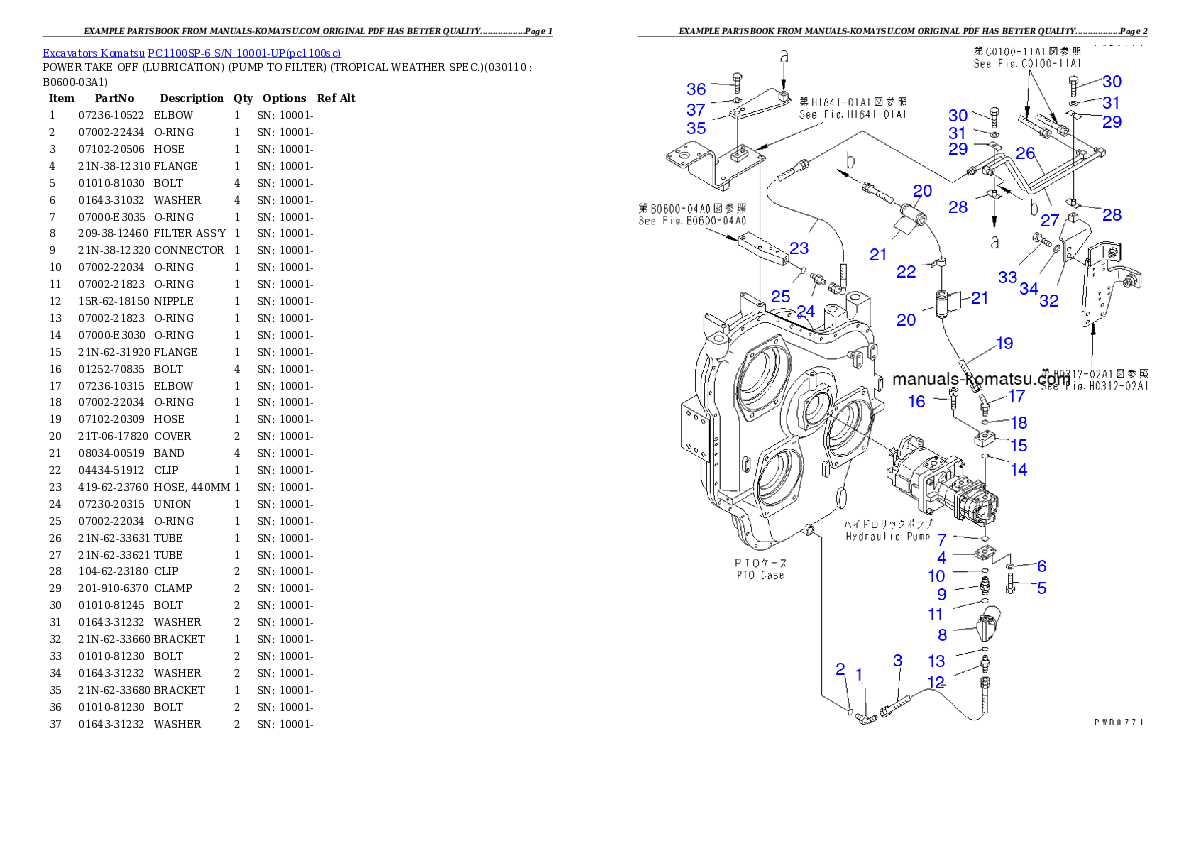 Protected: PC1100SP-6 S/N 10001-UP Partsbook