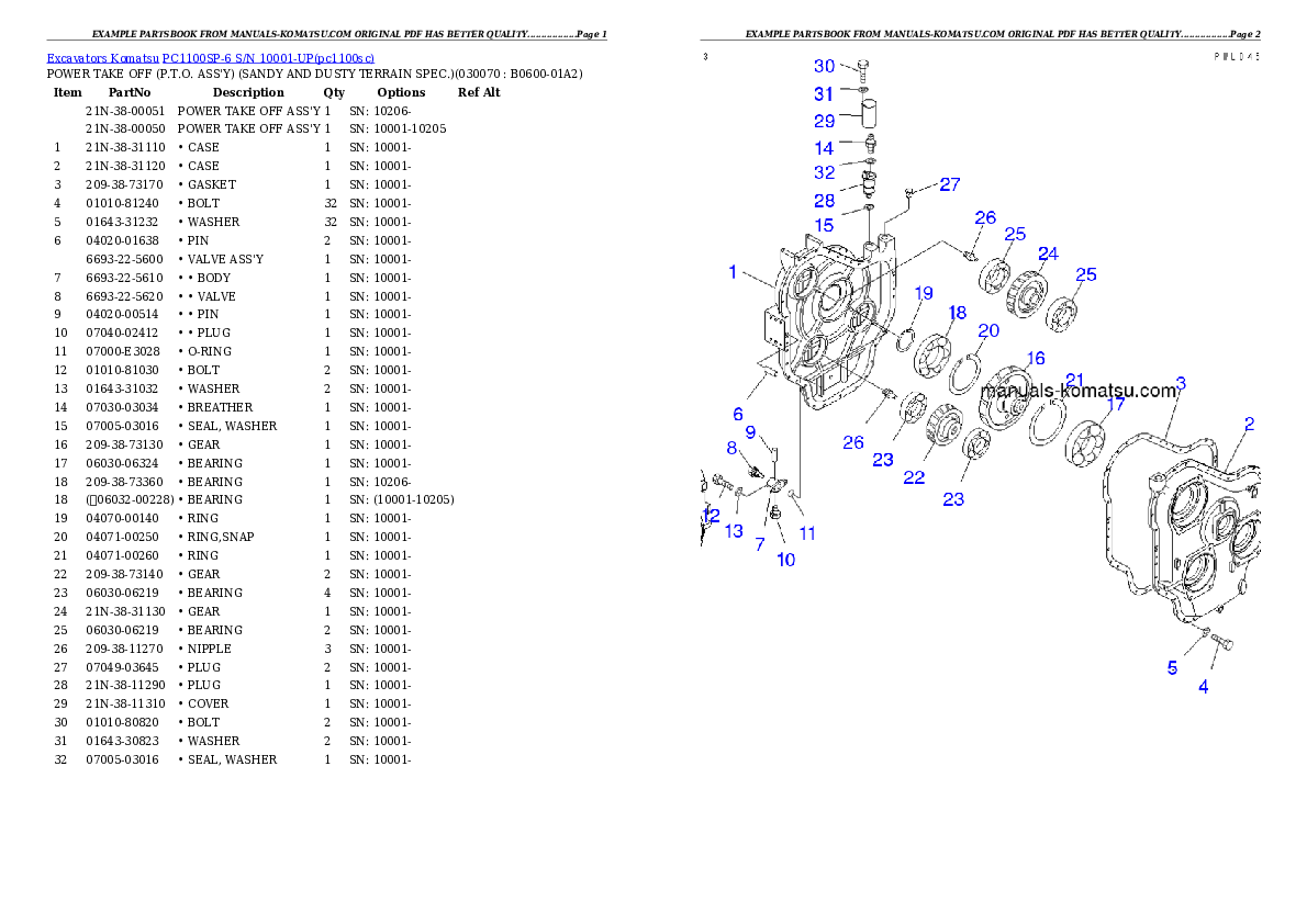 Protected: PC1100SP-6 S/N 10001-UP Partsbook