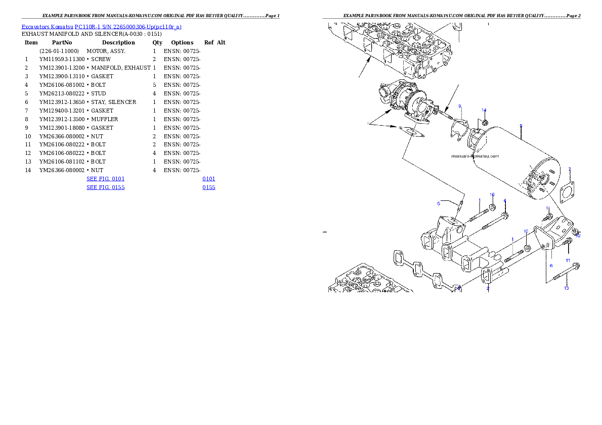 PC110R-1 S/N 2265000306-Up Partsbook