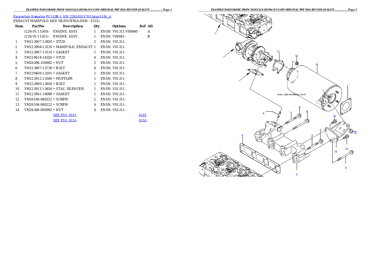 PC110R-1 S/N 2265010170-Up Partsbook