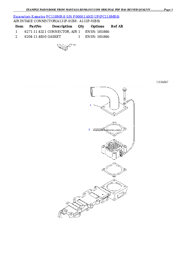Protected: PC118MR-8 S/N F00003 AND UP Partsbook