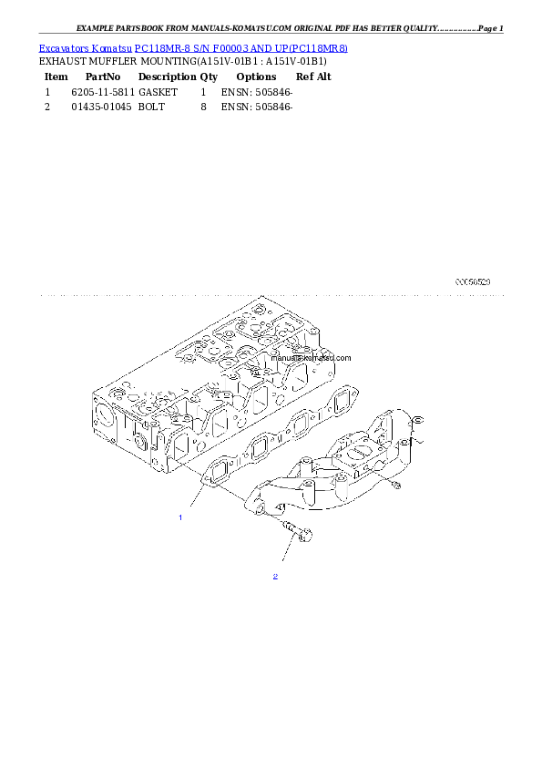 Protected: PC118MR-8 S/N F00003 AND UP Partsbook