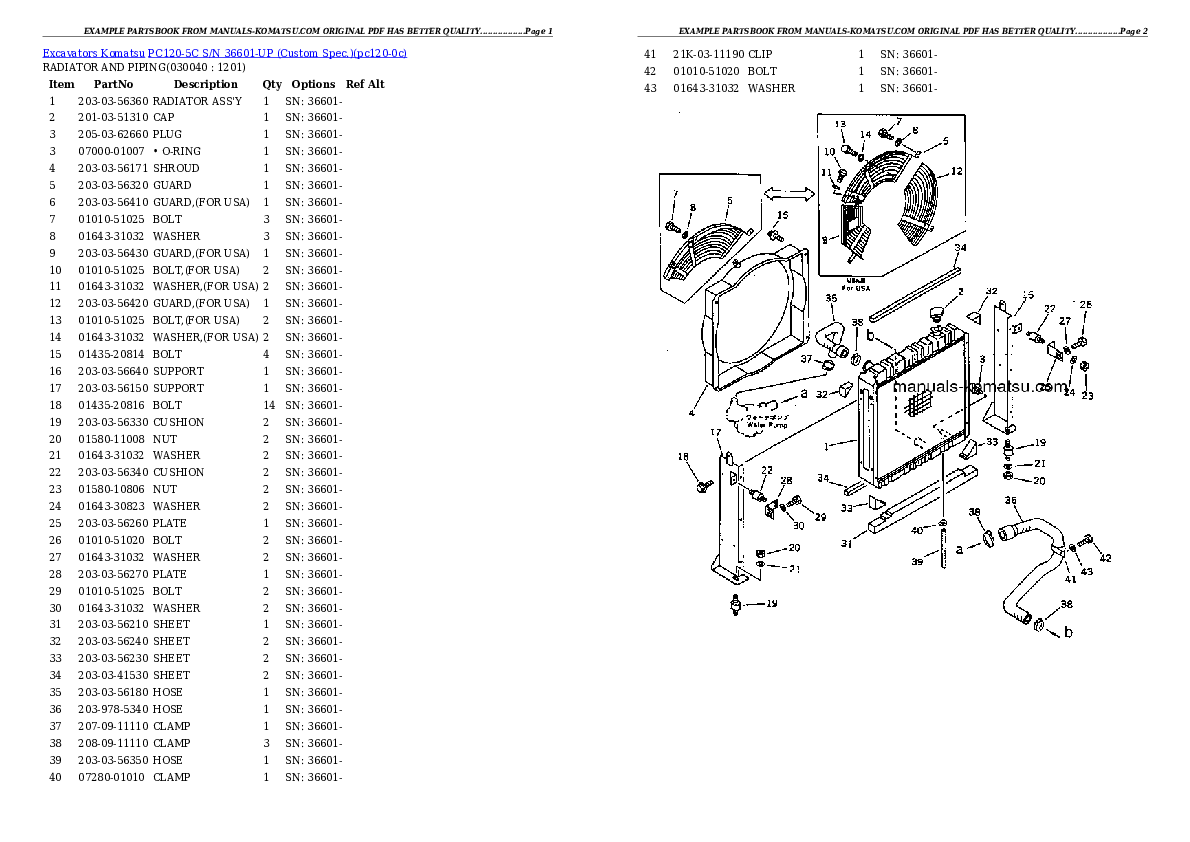 Protected: PC120-5C S/N 36601-UP (Custom Spec.) Partsbook