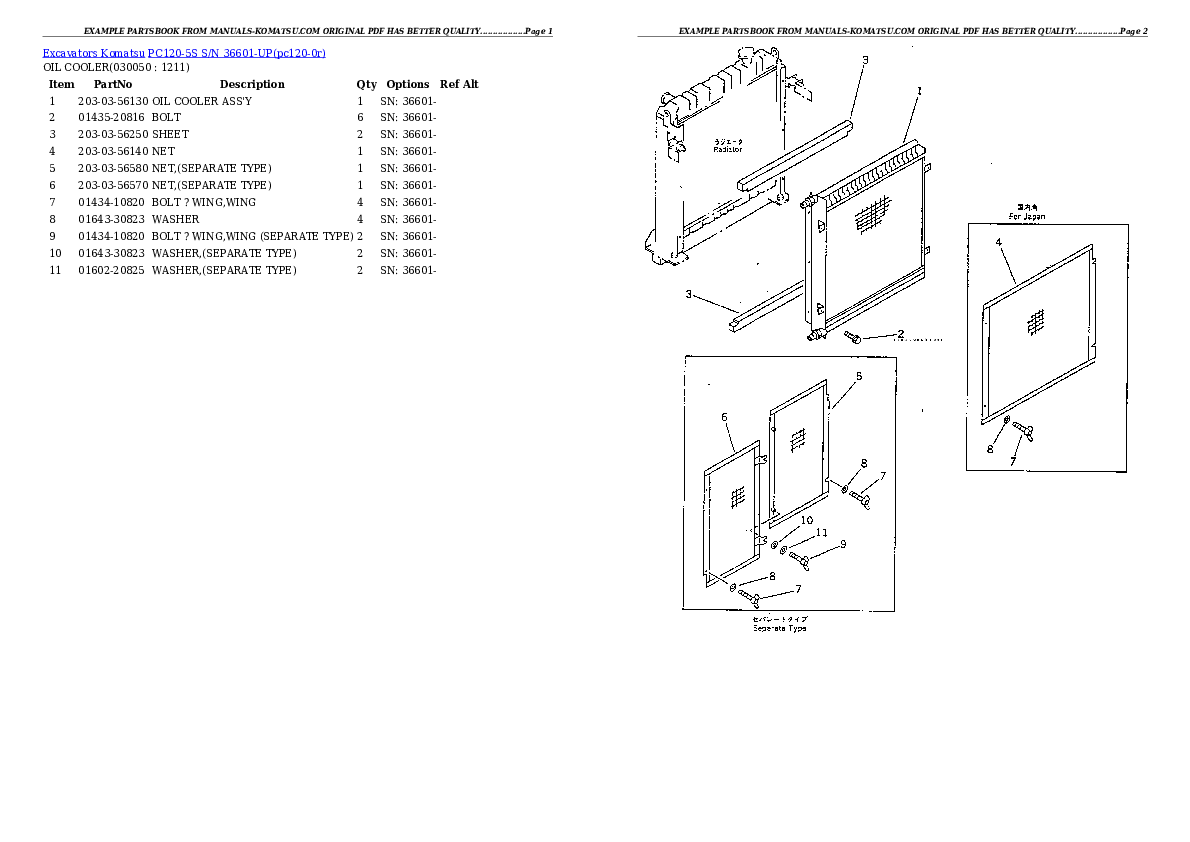 Protected: PC120-5S S/N 36601-UP Partsbook
