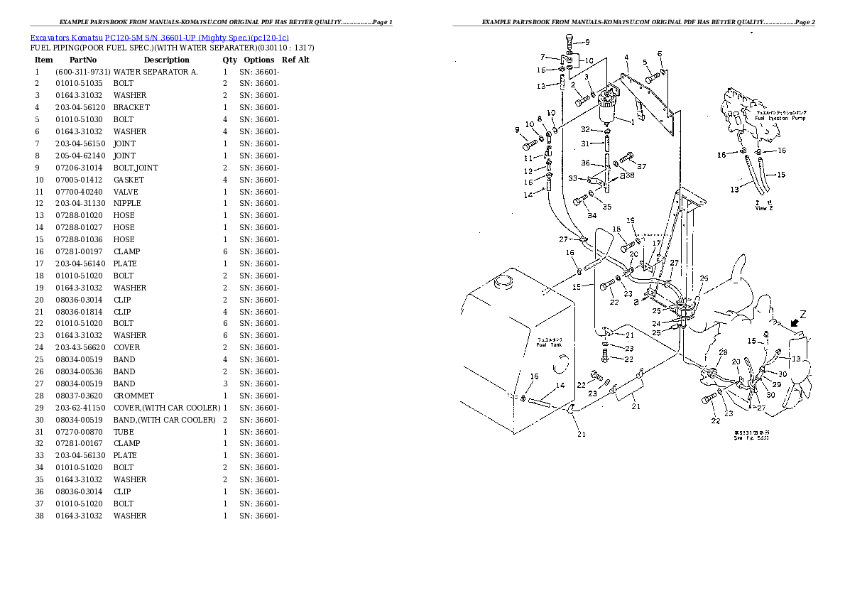 Protected: PC120-5M S/N 36601-UP (Mighty Spec.) Partsbook