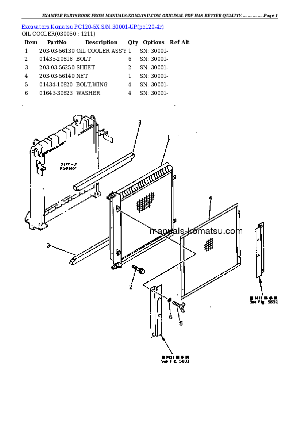 Protected: PC120-5X S/N 30001-UP Partsbook