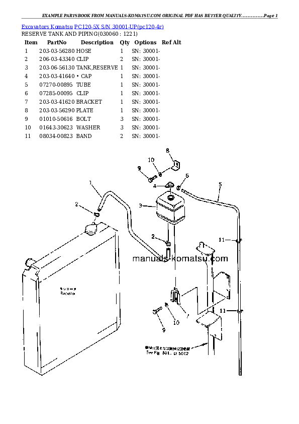 Protected: PC120-5X S/N 30001-UP Partsbook