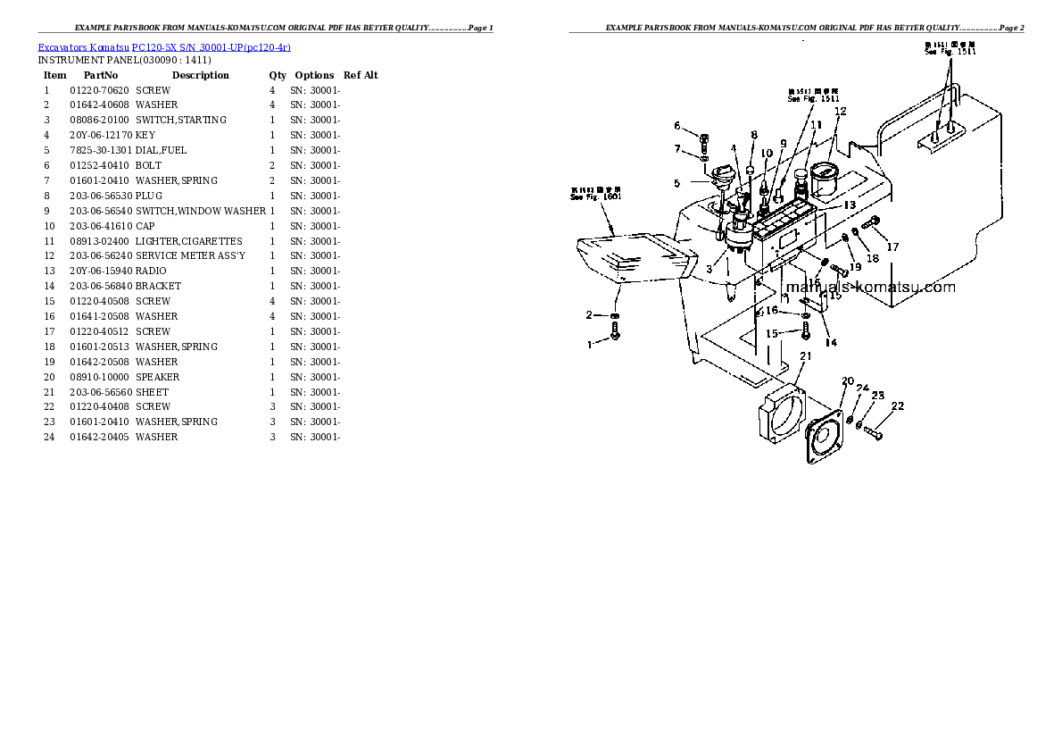 Protected: PC120-5X S/N 30001-UP Partsbook