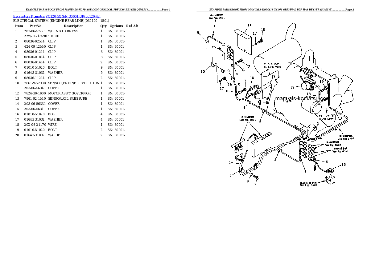 Protected: PC120-5X S/N 30001-UP Partsbook