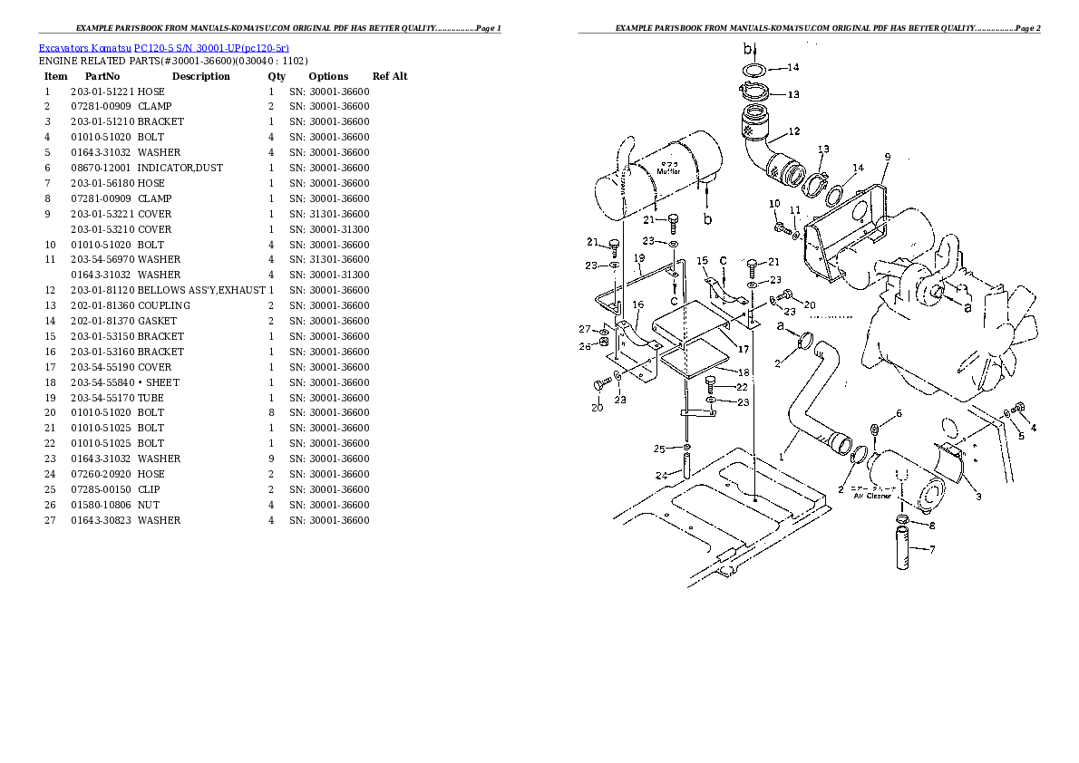 Protected: PC120-5 S/N 30001-UP Partsbook