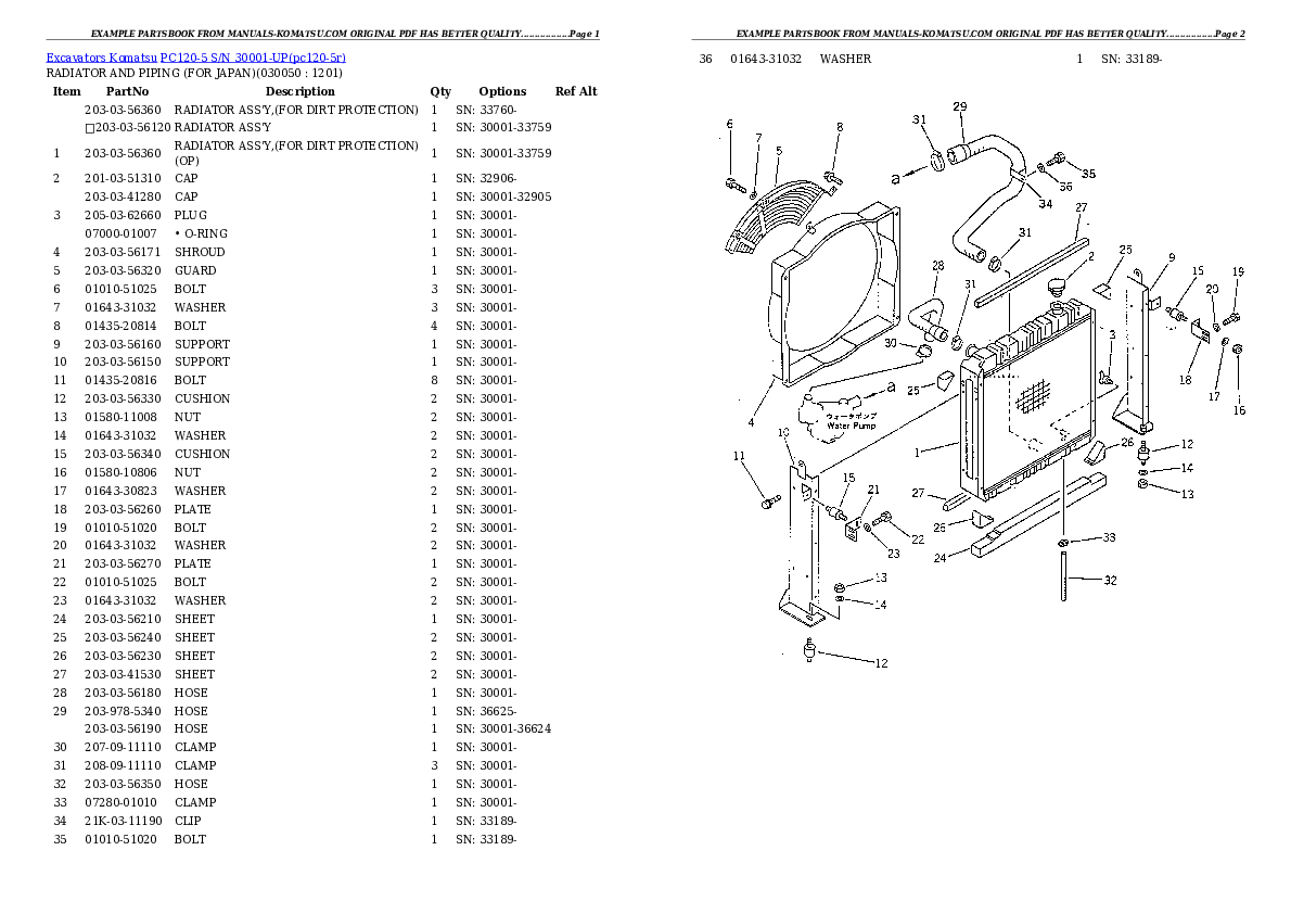 Protected: PC120-5 S/N 30001-UP Partsbook