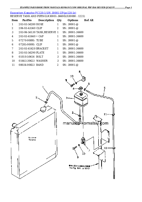 Protected: PC120-5 S/N 30001-UP Partsbook