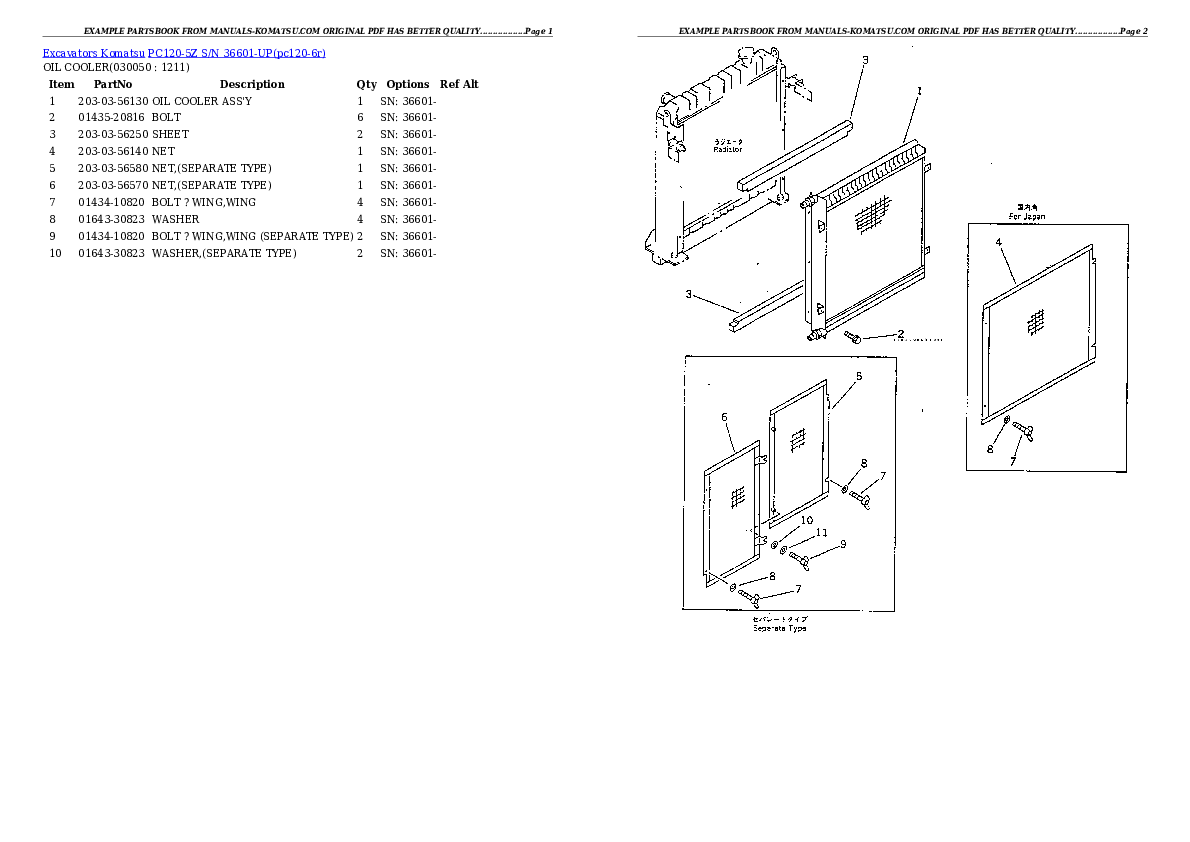 Protected: PC120-5Z S/N 36601-UP (Excel Spec.) Partsbook