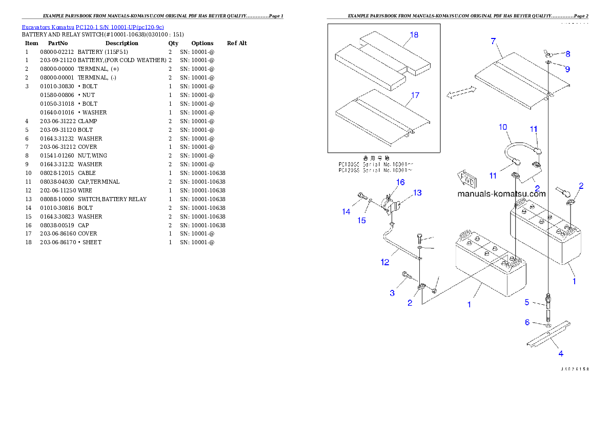 Protected: PC120-1 S/N 10001-UP Partsbook