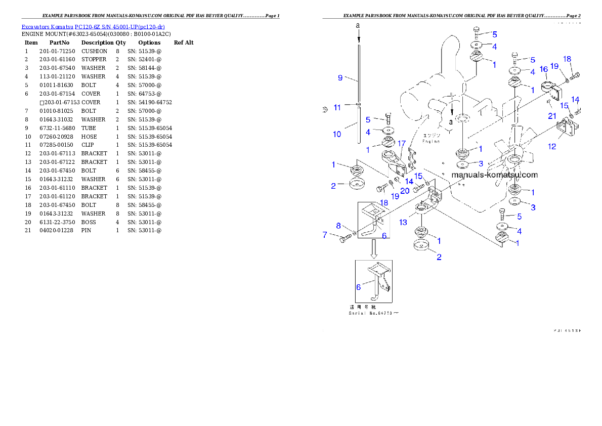 Protected: PC120-6Z S/N 45001-UP (For C.I.S. Excel Spec.) Partsbook