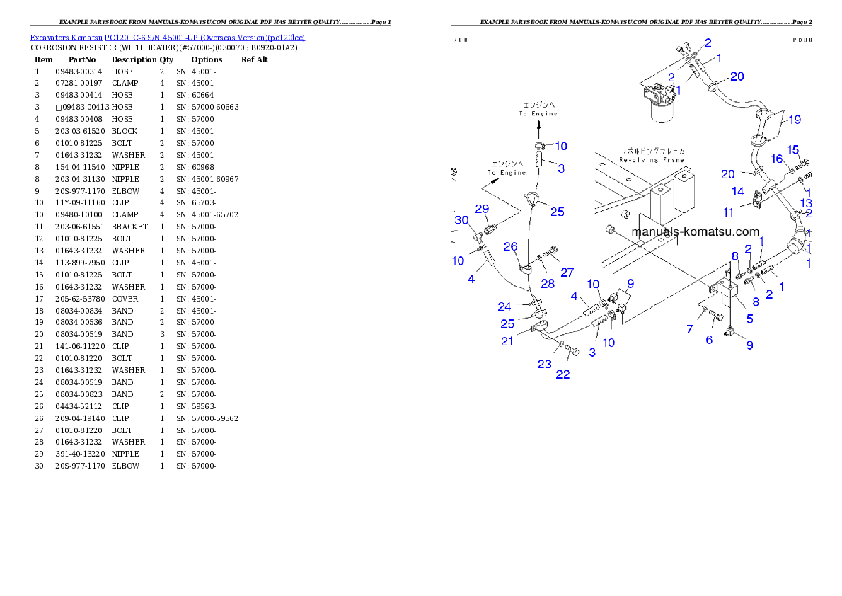 Protected: PC120LC-6 S/N 45001-UP (Overseas Version) Partsbook