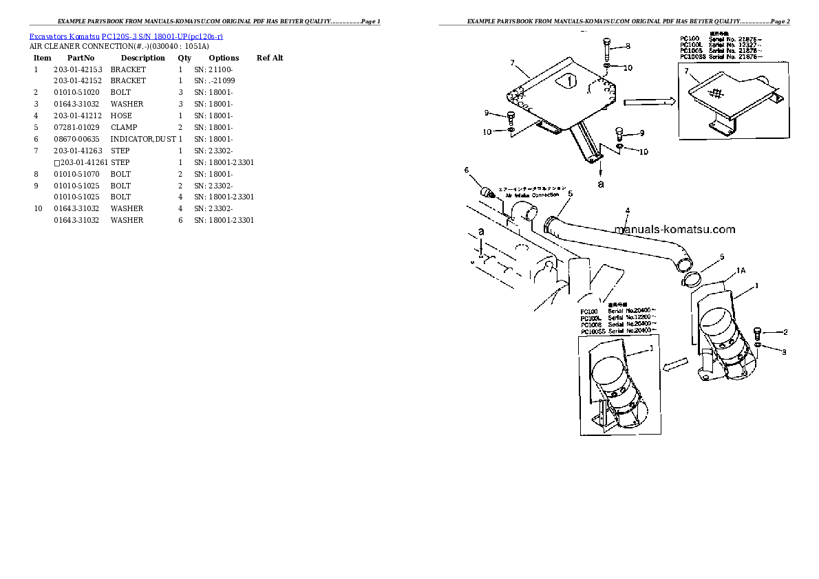 Protected: PC120S-3 S/N 18001-UP Partsbook