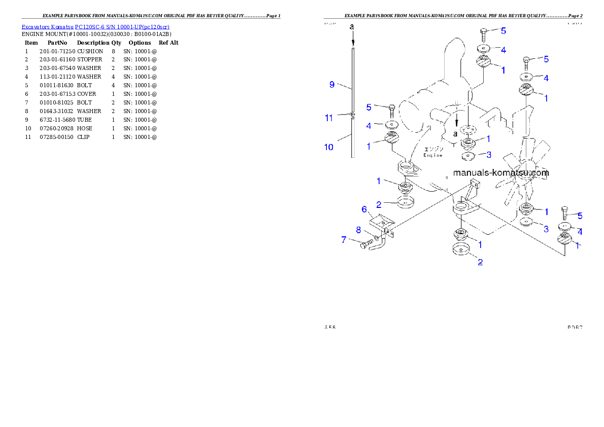 PC120SC-6 S/N 10001-UP Partsbook