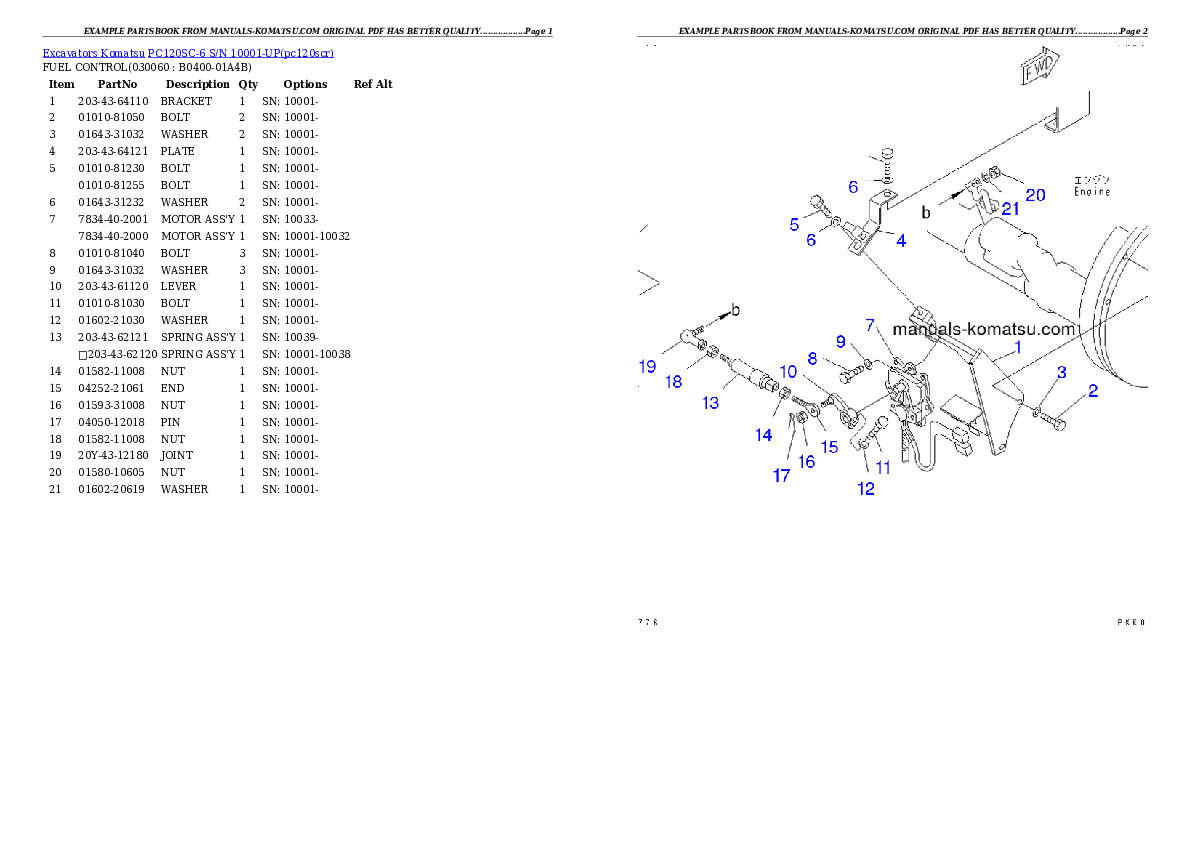 Protected: PC120SC-6 S/N 10001-UP Partsbook