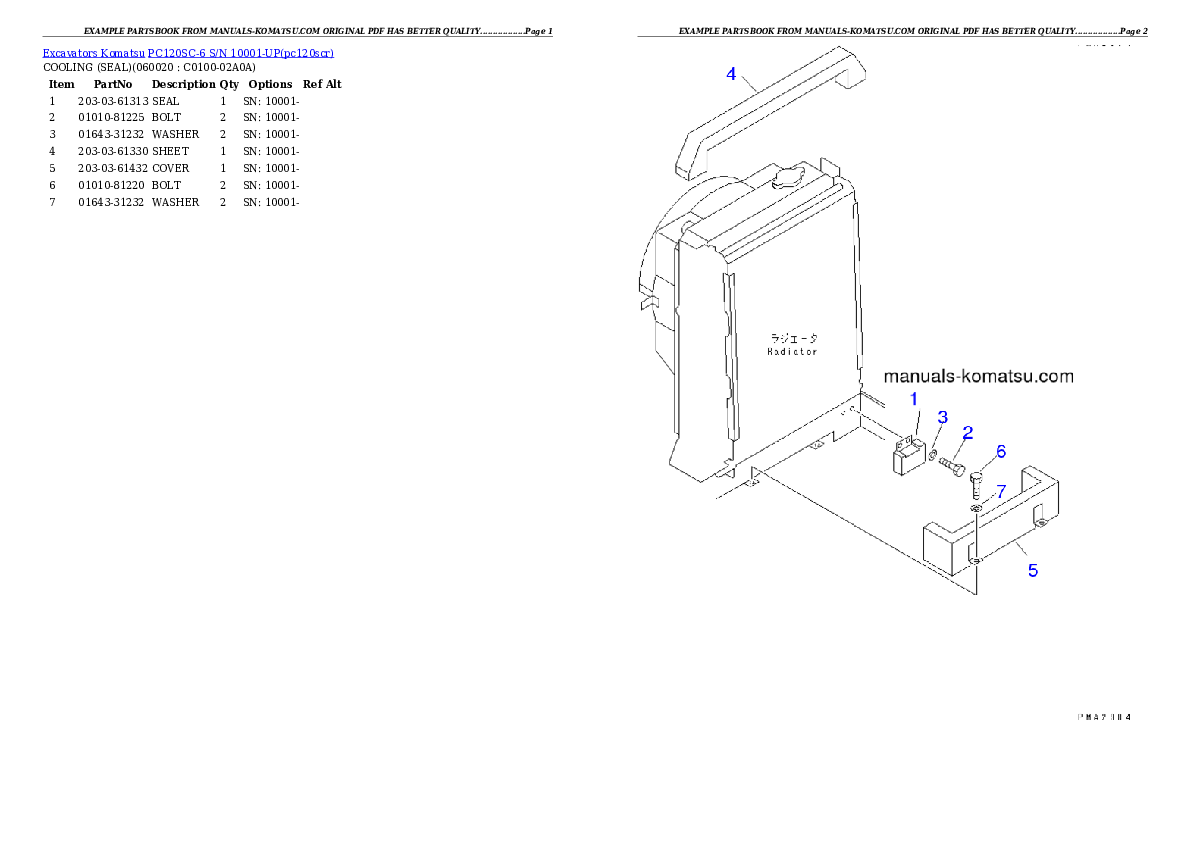 Protected: PC120SC-6 S/N 10001-UP Partsbook