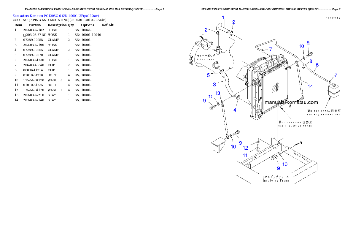 Protected: PC120SC-6 S/N 10001-UP Partsbook