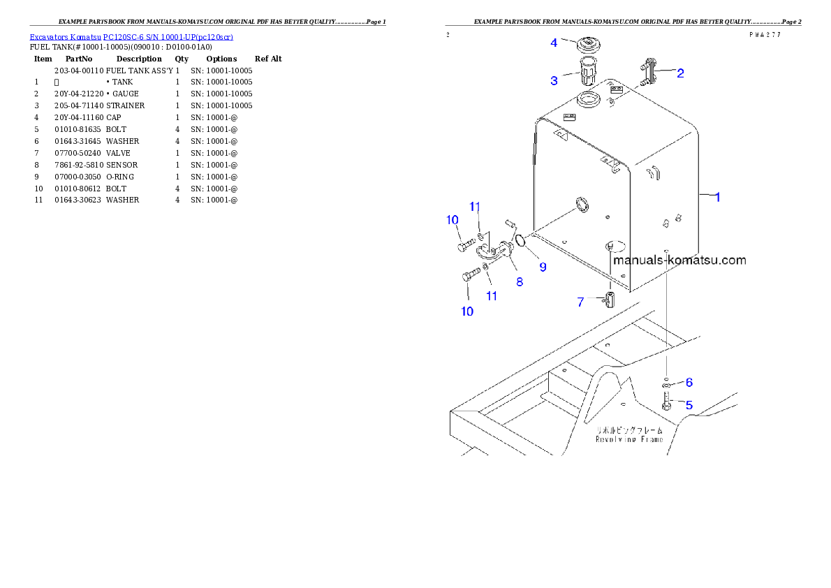 Protected: PC120SC-6 S/N 10001-UP Partsbook